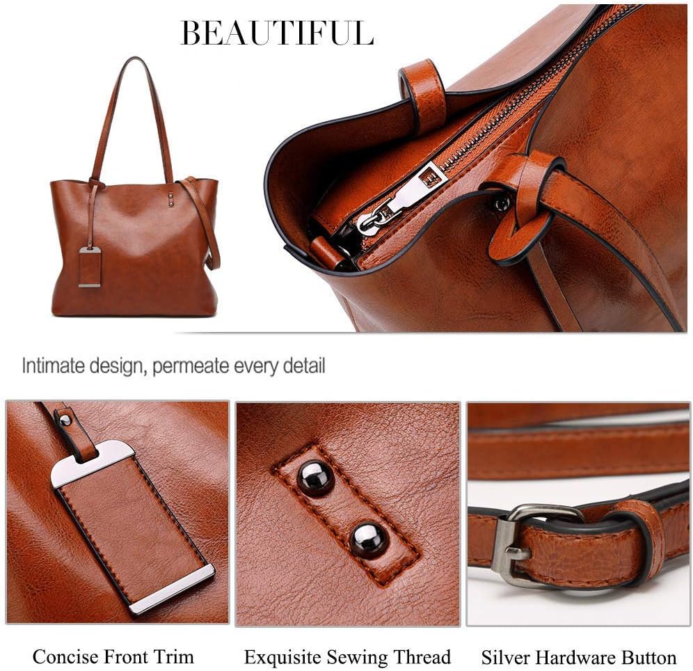 Thumbnail 4 de Womens Soft PU Leather Handbags: Large Capacity Retro Top-Handle Tote