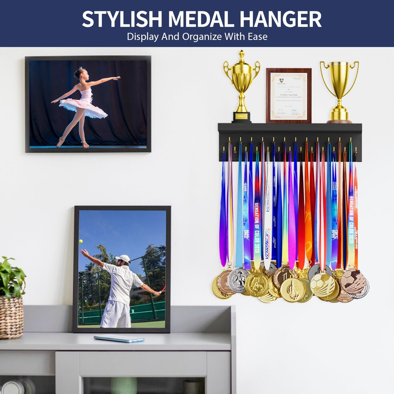 Thumbnail 5 de DSVENROLY Medal Holder Display Shelf Organizer