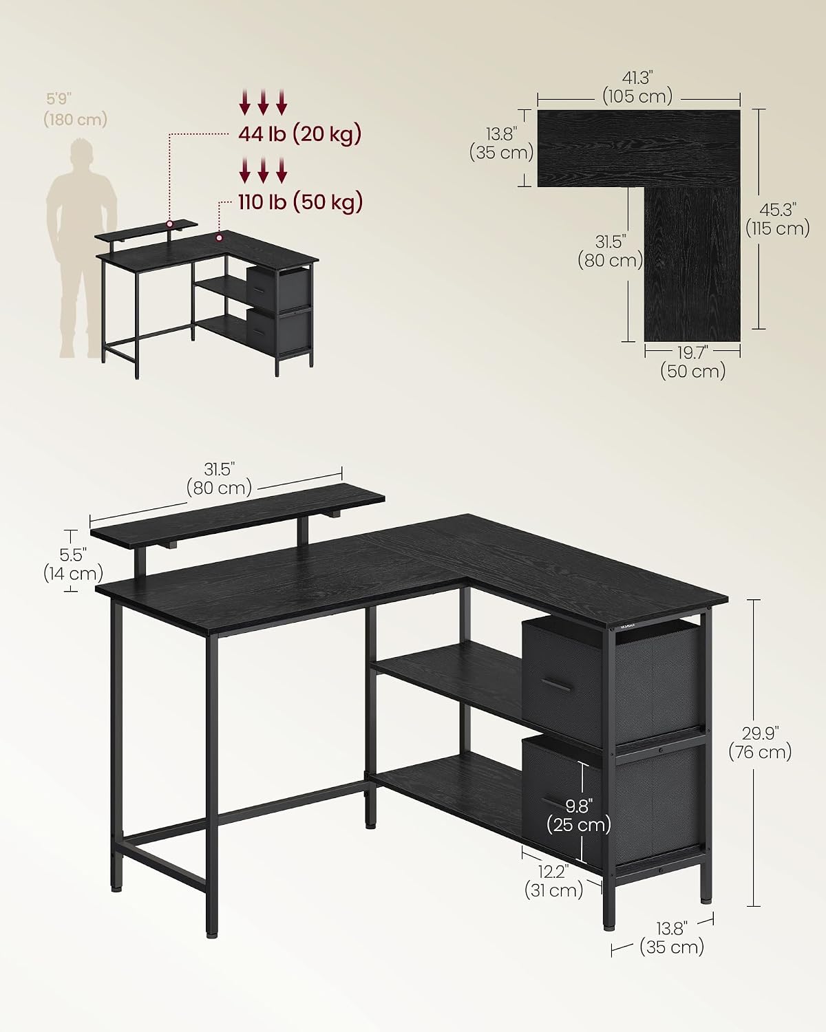 Thumbnail 6 de LWD097B56 L shaped desk with drawers