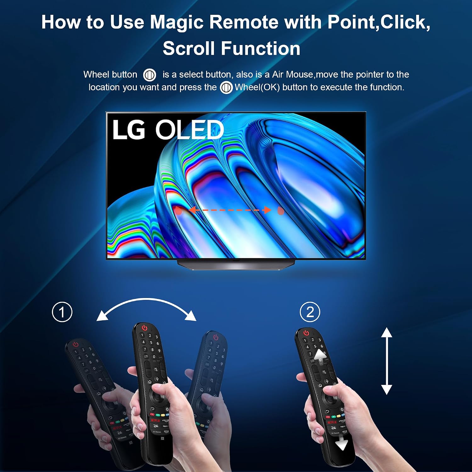 Thumbnail 4 de Voice Magic Remote for LG Smart TV – Replacement with Pointer, Voice and 6 Shortcuts (2019–2025 LG OLED/NanoCell/4K/8K)