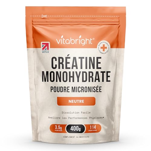 Detalle de Vitabright Créatine Monohydrate en Poudre Micronisée – Sachet 400 g (114 portions)