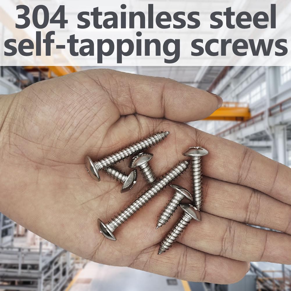 Detalle de SHUNCHG 20 Pcs Silver M6 x 45mm Self-Tapping Wood Screws (304 Stainless) Mushroom Head