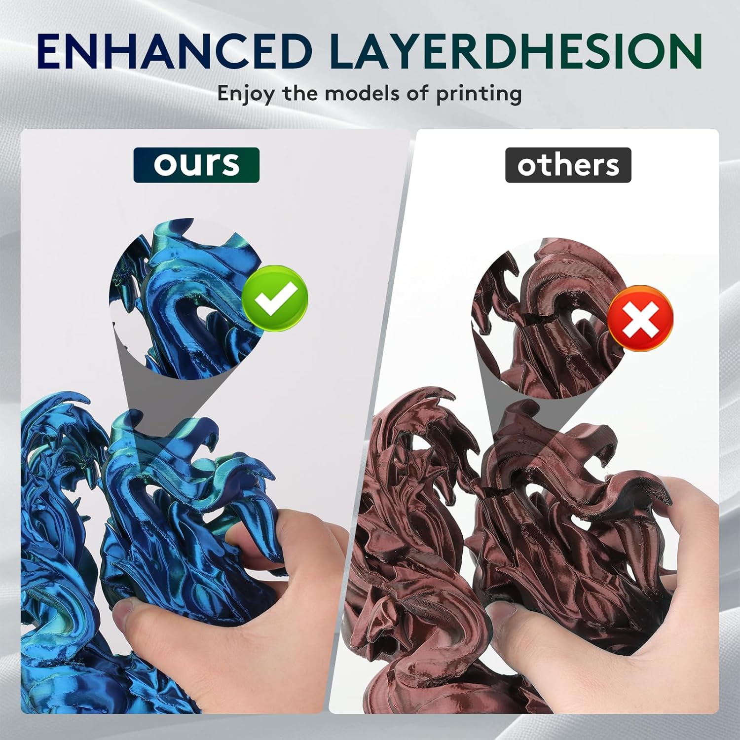 Thumbnail 4 de ERYONE Dual Zweifarbig PLA „Seide Blau & Grün“ (1,75 mm) – 1-kg-Spule mit Silk-Effekt