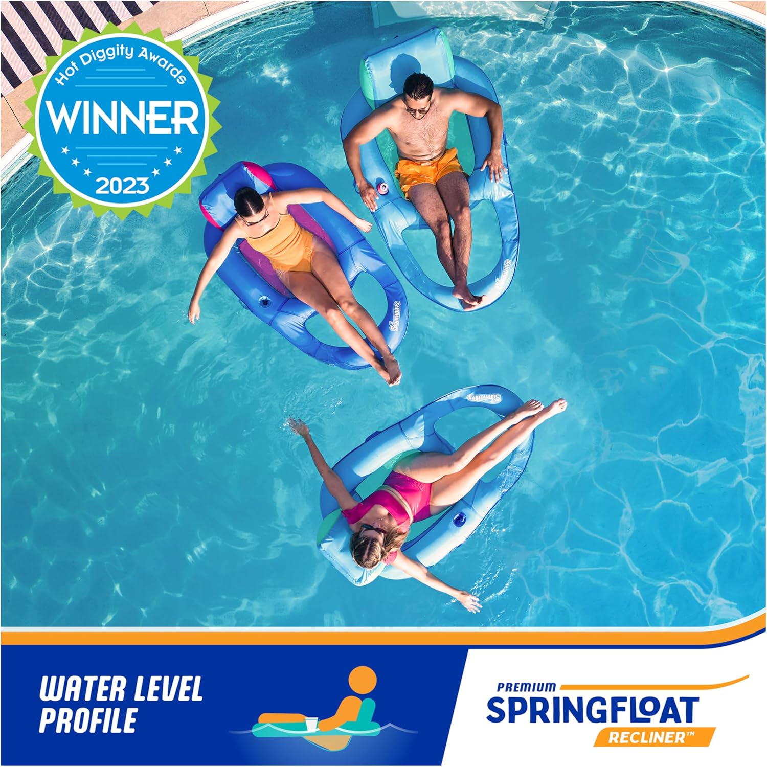 Detalle de SwimWays Inflatable Pool Lounger 250 lb capacity