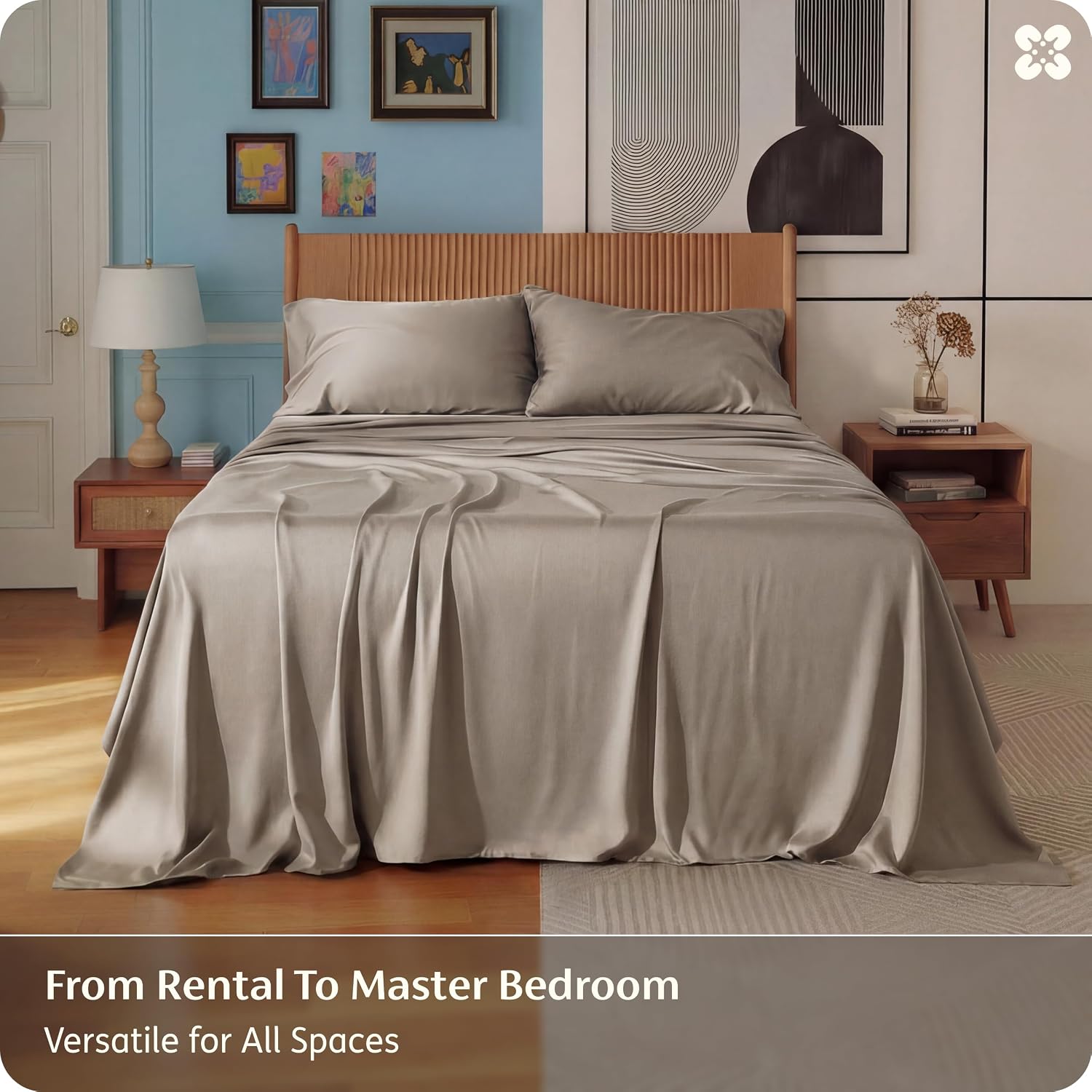 Thumbnail 3 de Bedsure King Bamboo Rayon Sheet Set, Simply Taupe, 4-Piece, Deep Pocket