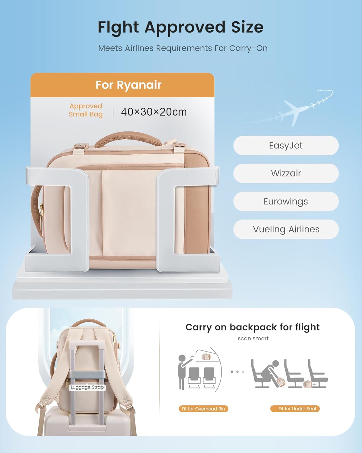 Detalle 2 de LOVEVOOK Ryanair Handgepäck 40x30x20