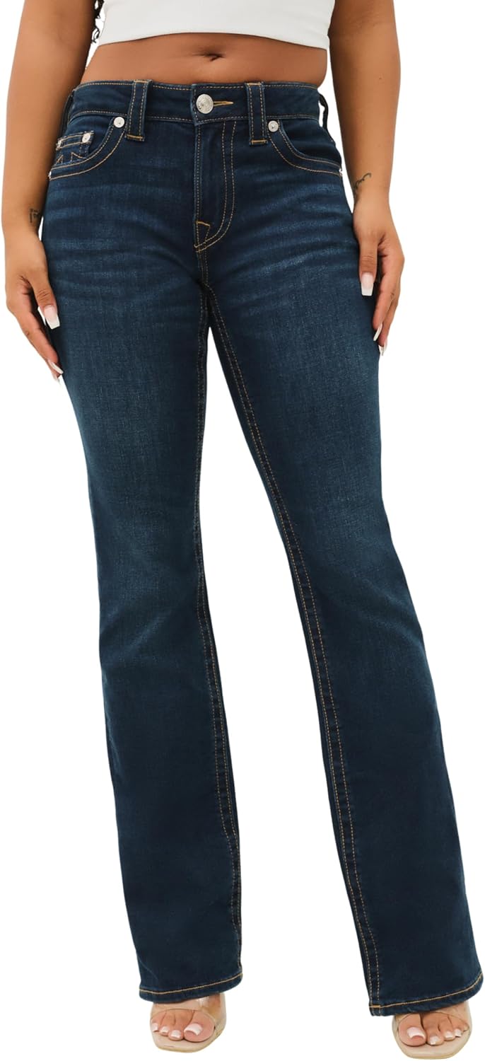 Detalle 2 de True Religion Becca Mid Rise Bootcut Crystal Flap Jeans for Women