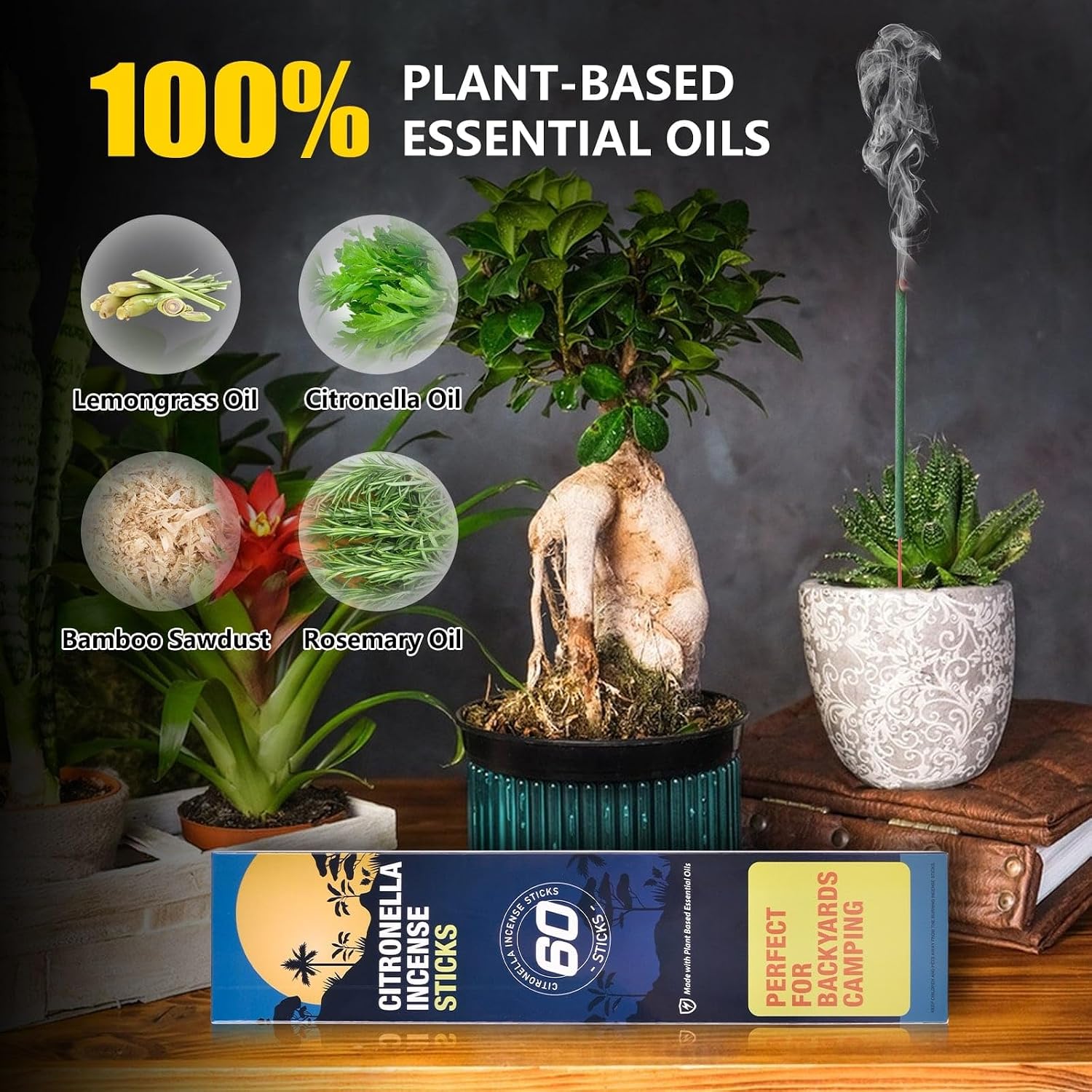 Detalle 2 de Bâtons d’encens à la citronnelle – 60 bâtons par boîte, pour patio, terrasse et camping