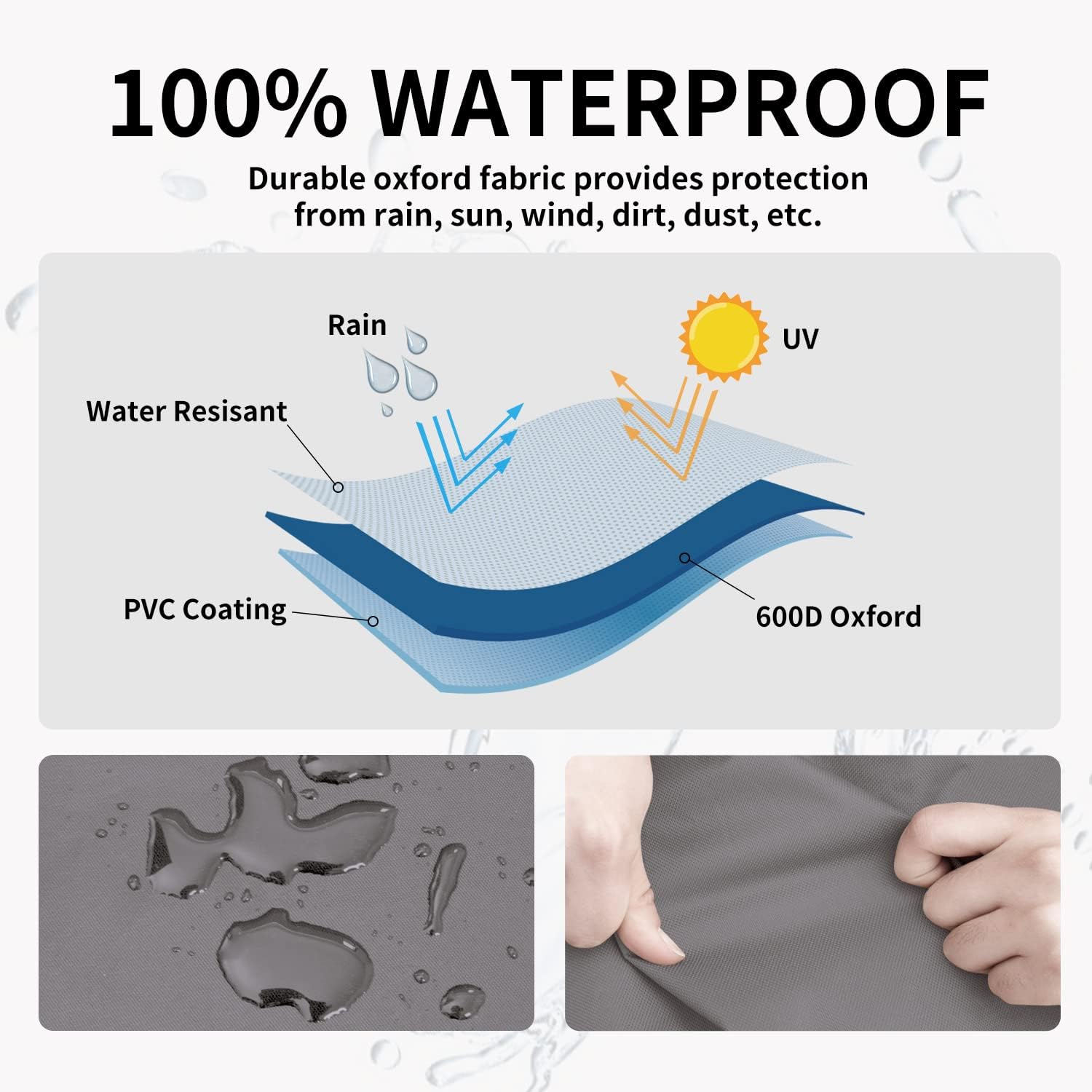 Detalle de Easy-Going Outdoor Loveseat Cover, 600D Waterproof Oxford Fabric, Gray