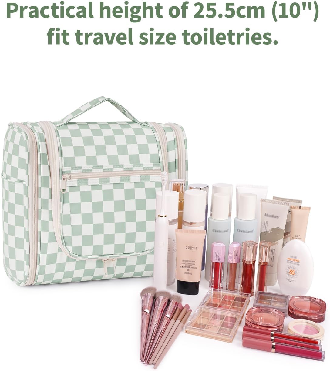 Detalle 2 de Narwey Checkered Travel Hanging Toiletry Bag 28cm