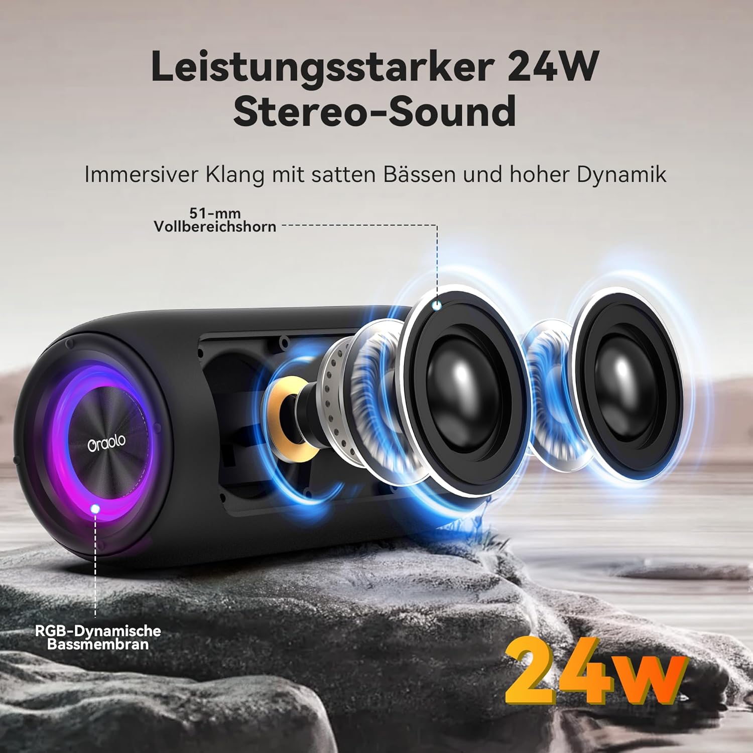 Detalle 2 de oraolo Bluetooth Lautsprecher 24 W mit RGB