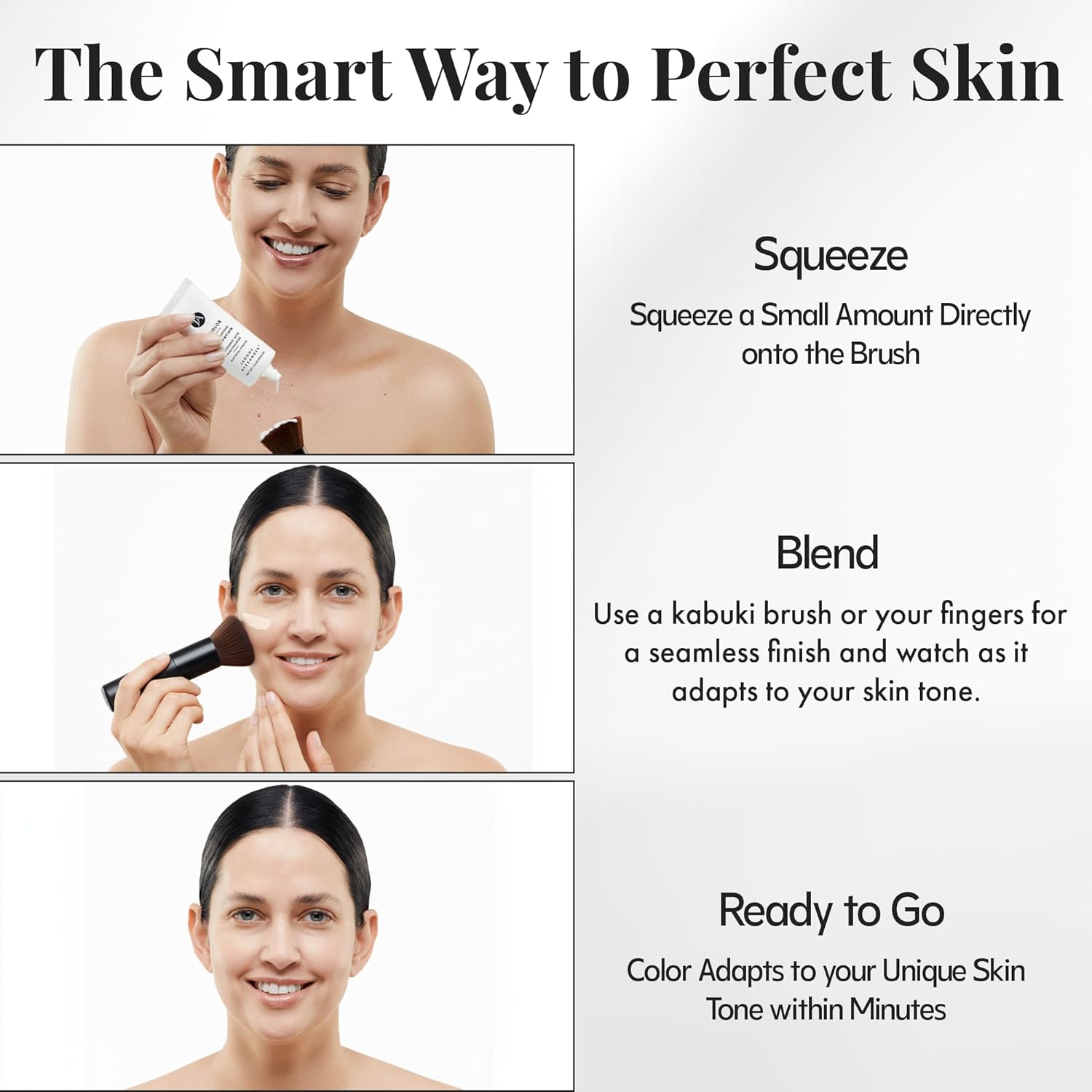 Thumbnail 2 de Jerome Alexander My Color Self-Adjusting Foundation (Medium) with Kabuki Brush, Hydrating & Lightweight Face Makeup