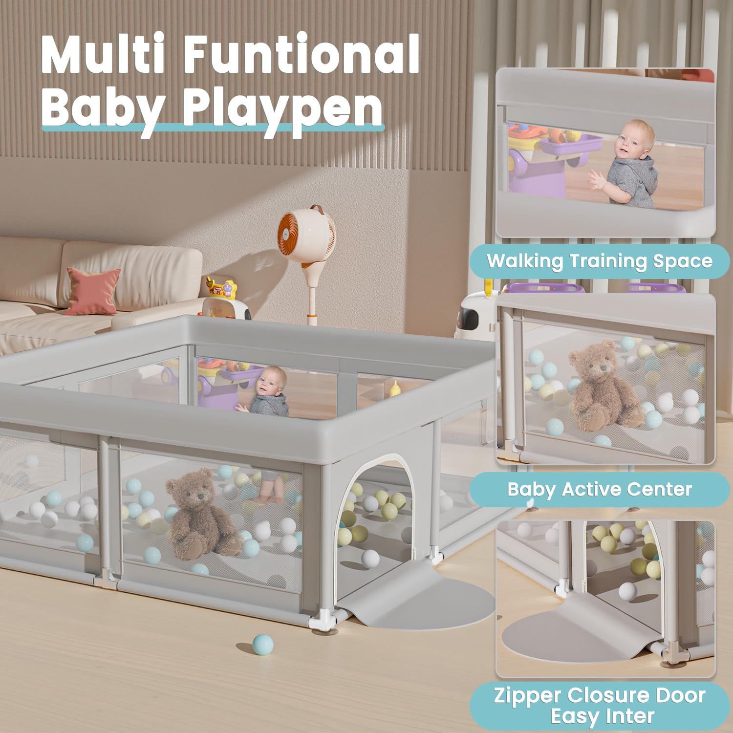 Detalle 2 de Hiaksedt Baby Playpen 50x50 Inch