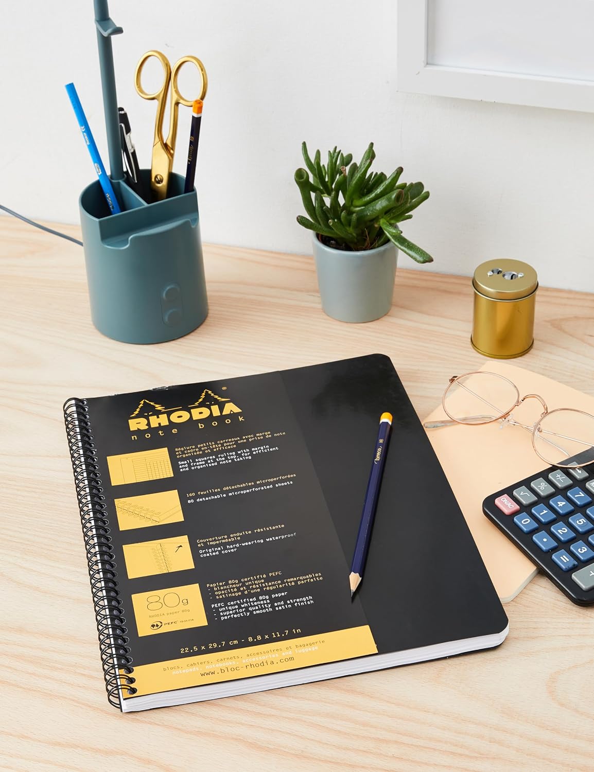 Detalle 2 de RHODIA 193009C Quaderno a spirale Nero A4+ 22,5x29,7 cm