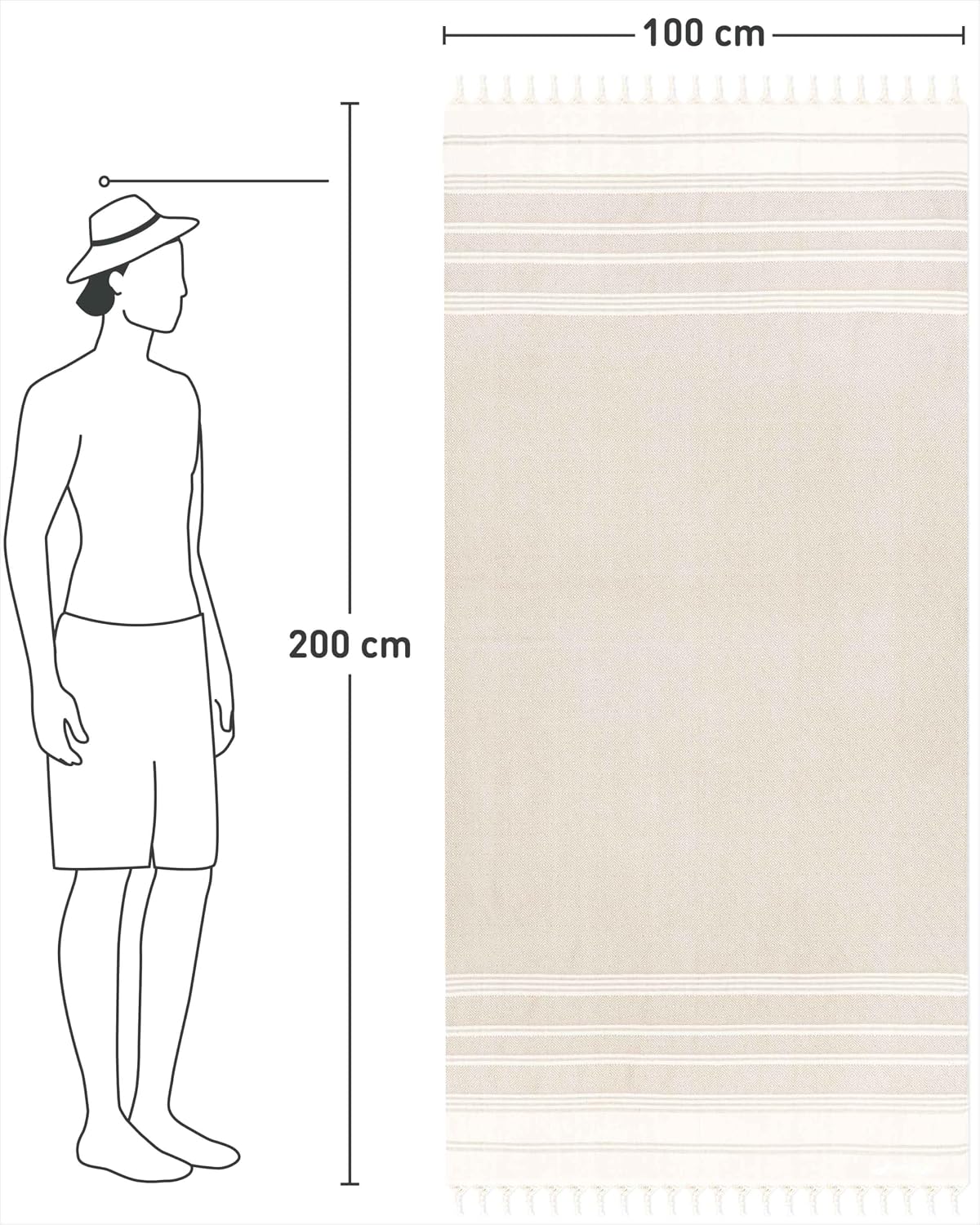 Detalle de Fit-Flip Hamamtuch aus 100% Baumwolle – 100x200 cm Diamond, saugfähig & schnelltrocknend