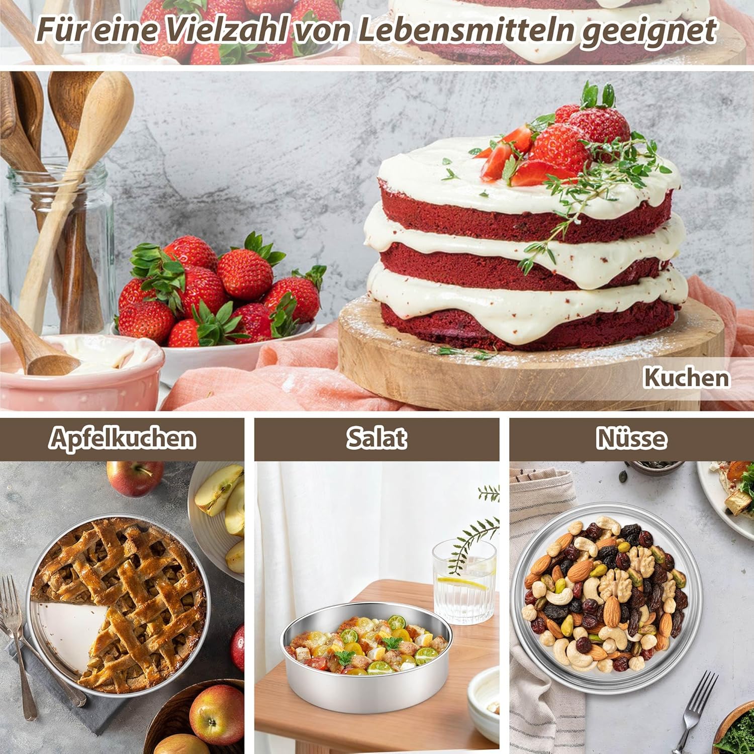 Thumbnail 6 de Joyfair Backform 2er-Set aus Edelstahl (rund) – 24,2 cm, Schichttortenform für Ofen & Kühlschrank