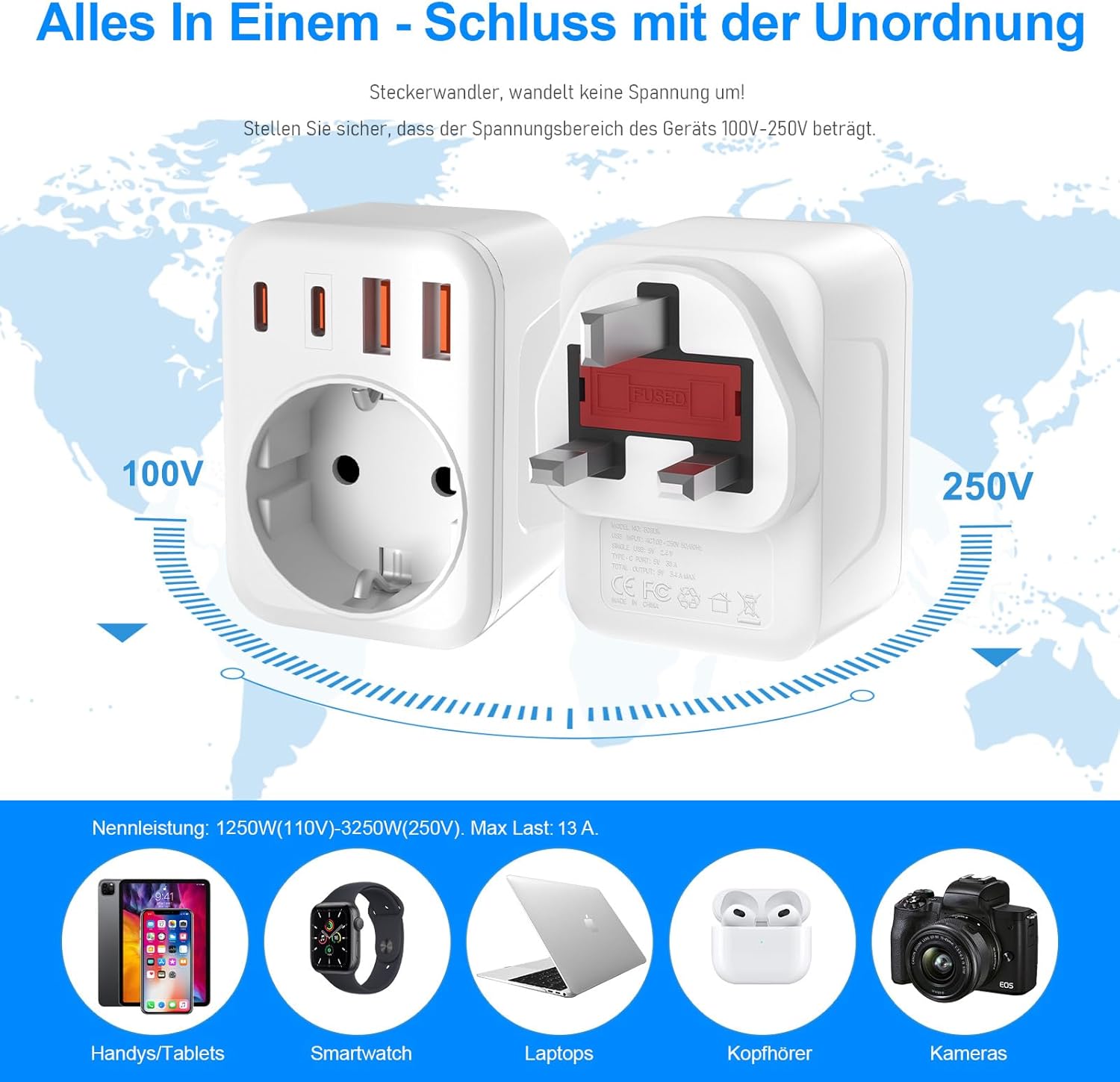 Thumbnail 4 de UK Reiseadapter Typ G mit 3750W 🔌