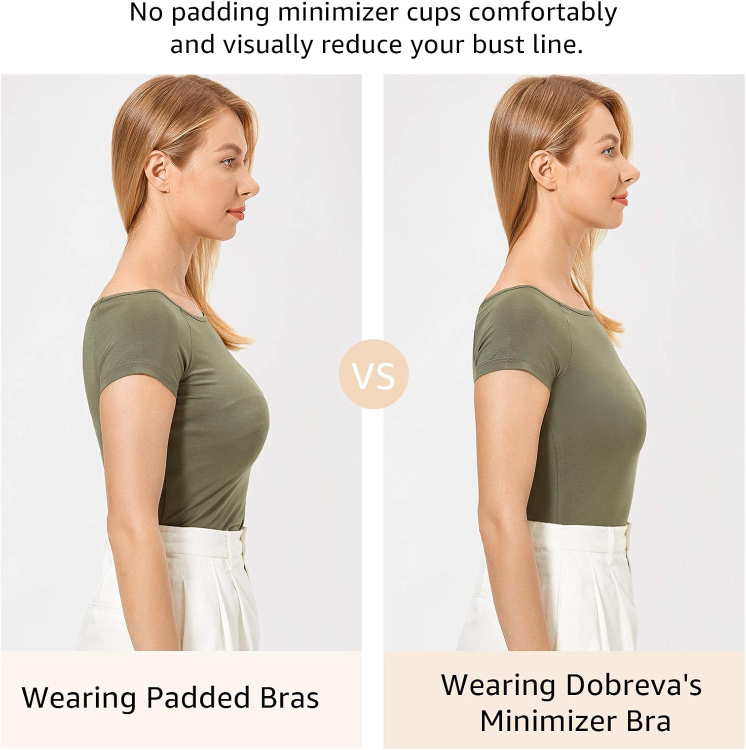 Detalle de DOBREVA Women’s Lace Full Coverage Minimiser Bra (Unlined, Underwire) — plus size support