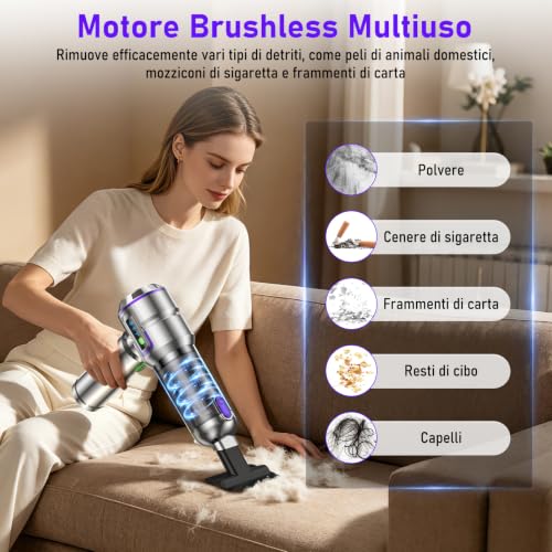 Detalle de ZINVILOY Aspirapolvere Senza Fili 28000 Pa – 4-in-1, Motore Brushless, One-Touch e Filtri HEPA