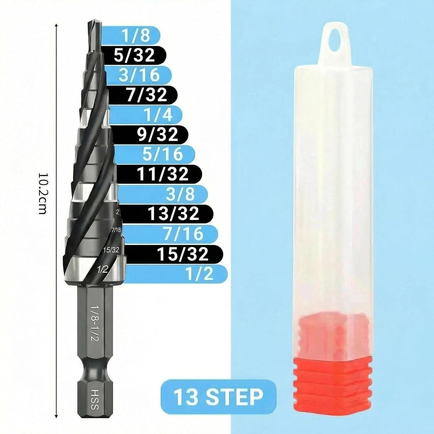 Thumbnail 4 de KASAFE Step Drill Bit - Precision 4-Flute Spiral, M35 Cobalt HSS TiAlN Coated, 1/8"-1/2", Hex Shank