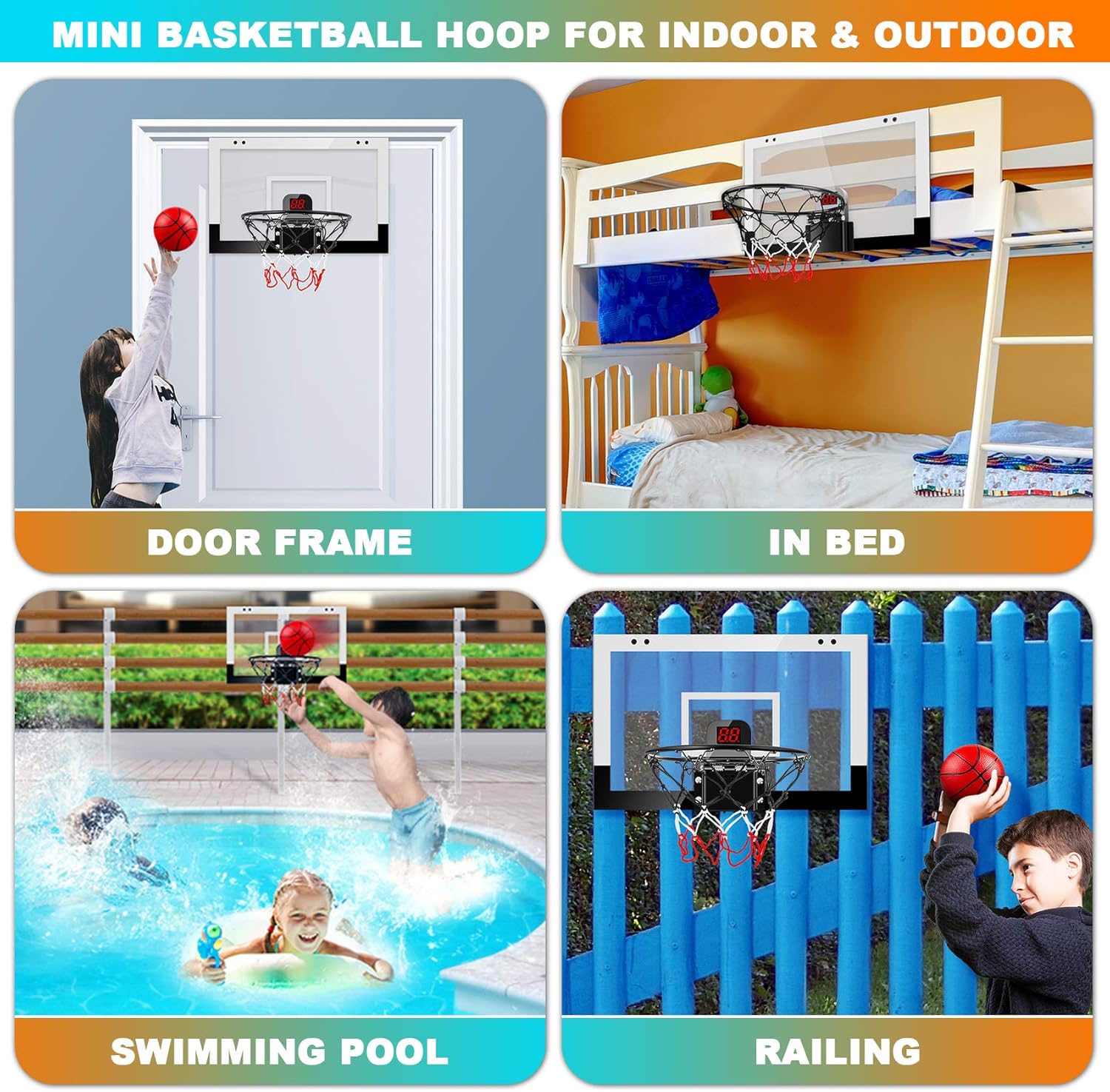 Detalle 2 de TREYWELL Indoor Mini Basketball Hoop with Scoreboard