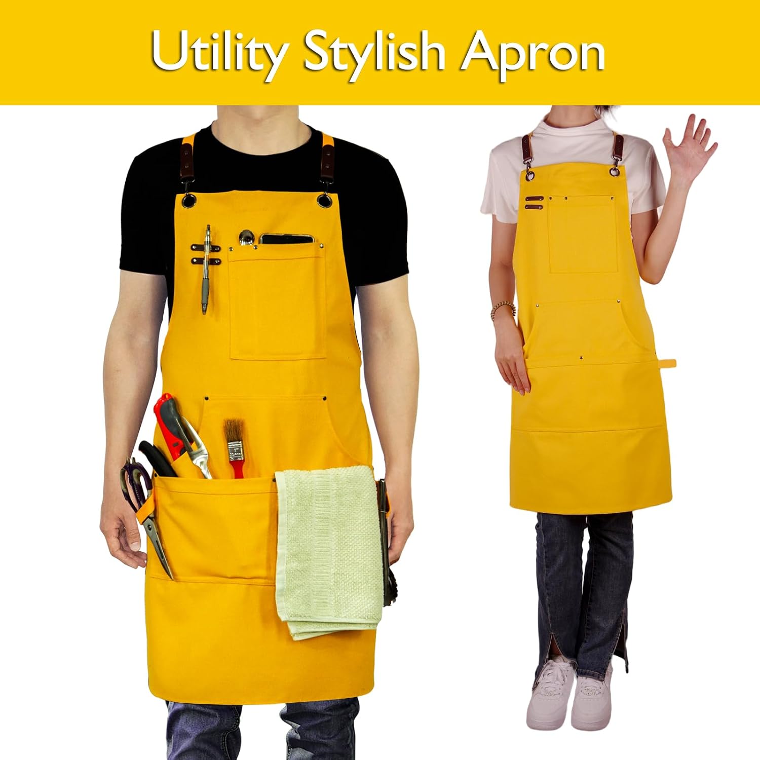 Thumbnail 1 de Stenffy Kitchen Apron: Cotton Canvas, Adjustable Cross Back, Universal Size