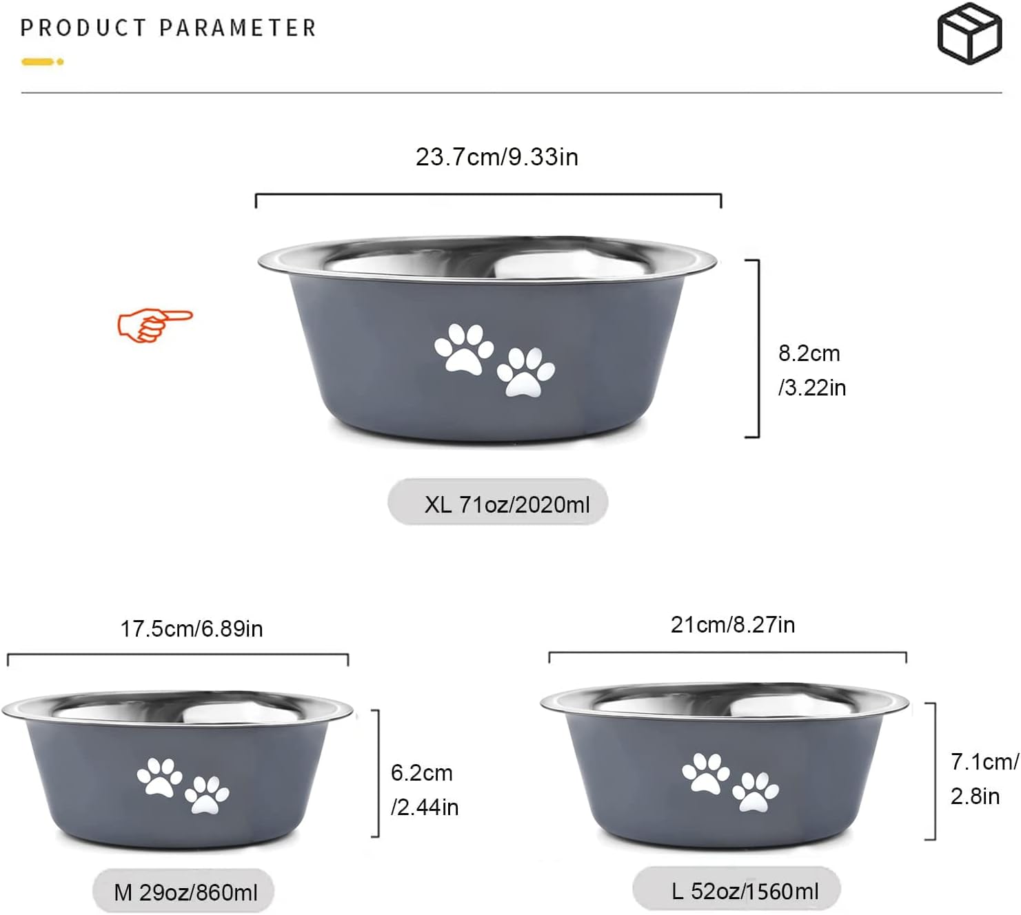 Detalle de YUDANSI 2020ml dog bowls 2 pack for large dogs