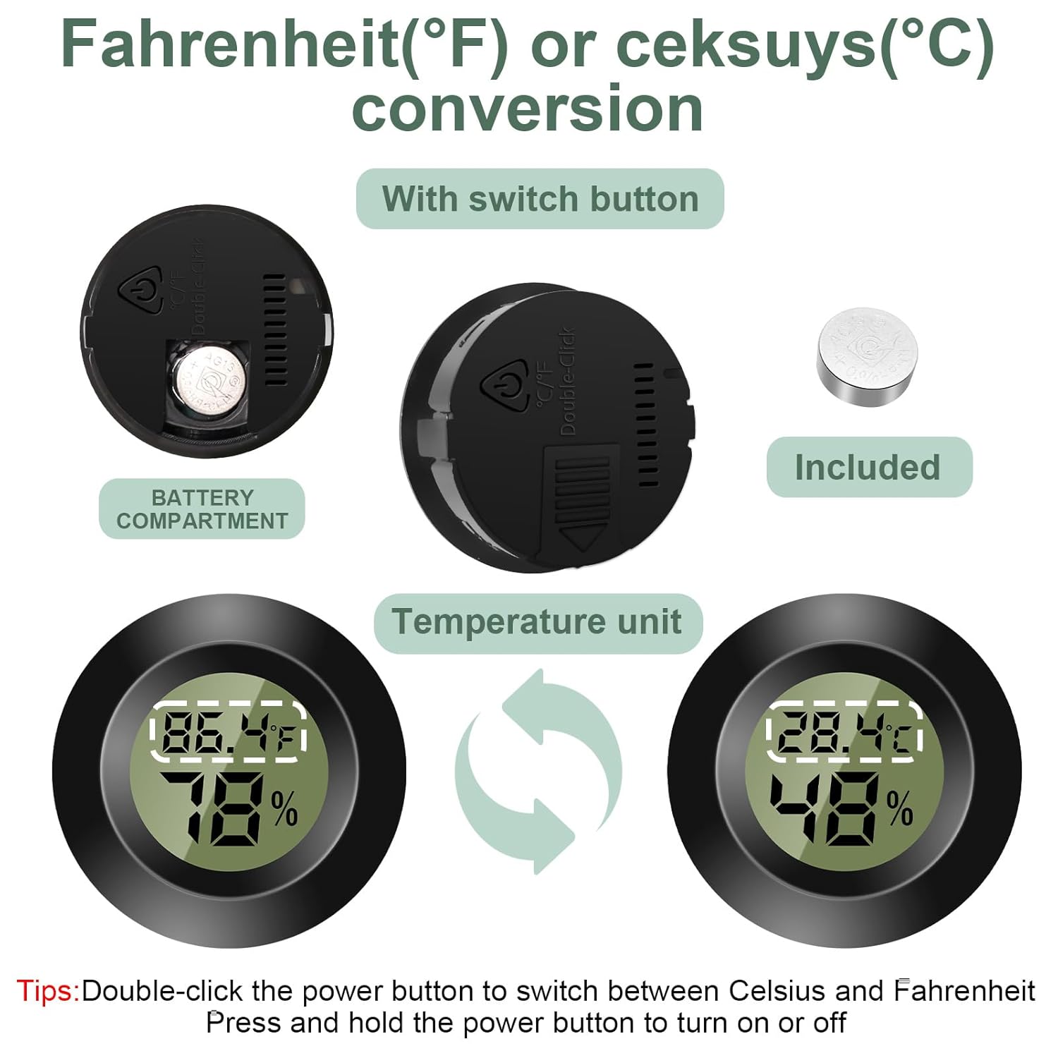 Thumbnail 2 de Lot de 3 mini thermomètres numériques d’intérieur Wowfast (hygromètre LCD) pour température et humidité