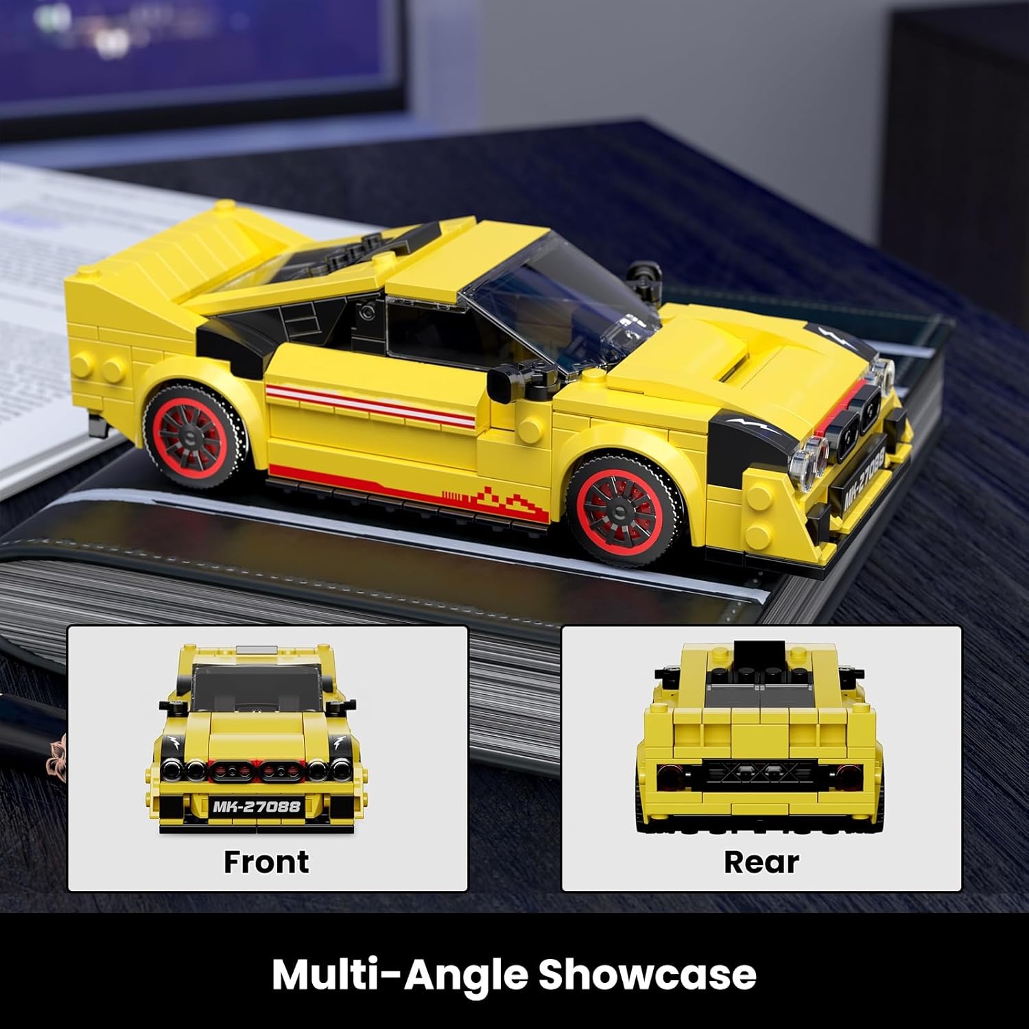 Thumbnail 3 de Mould King 27088 Technik Sportwagen Bausteinset mit Acryl-Vitrine (466 Teile)