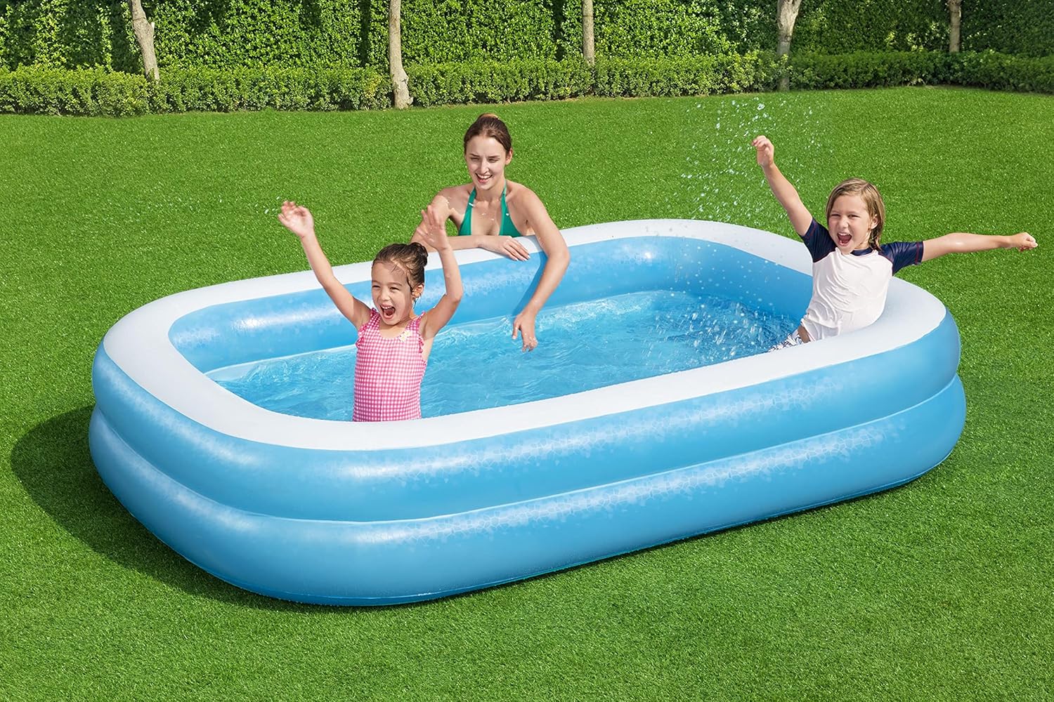 Detalle de Bestway Family Pool – Rechteckiger Kinderpool, schnell aufgebaut, 262 x 175 x 51 cm