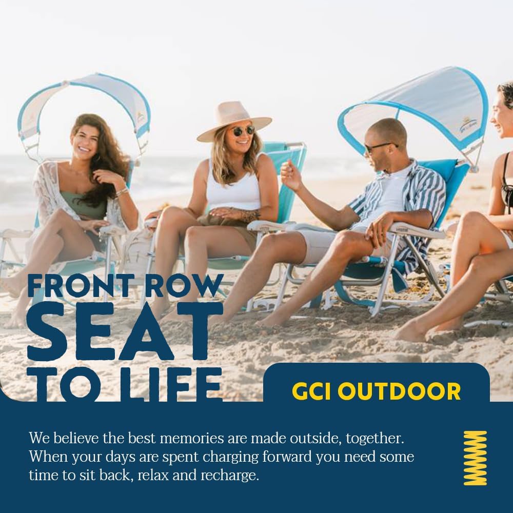Thumbnail 6 de GCI Outdoor Sunshade Backpack Beach Chair | Reclining Folding Canopy Chair with Durable Armrests & Carry Straps