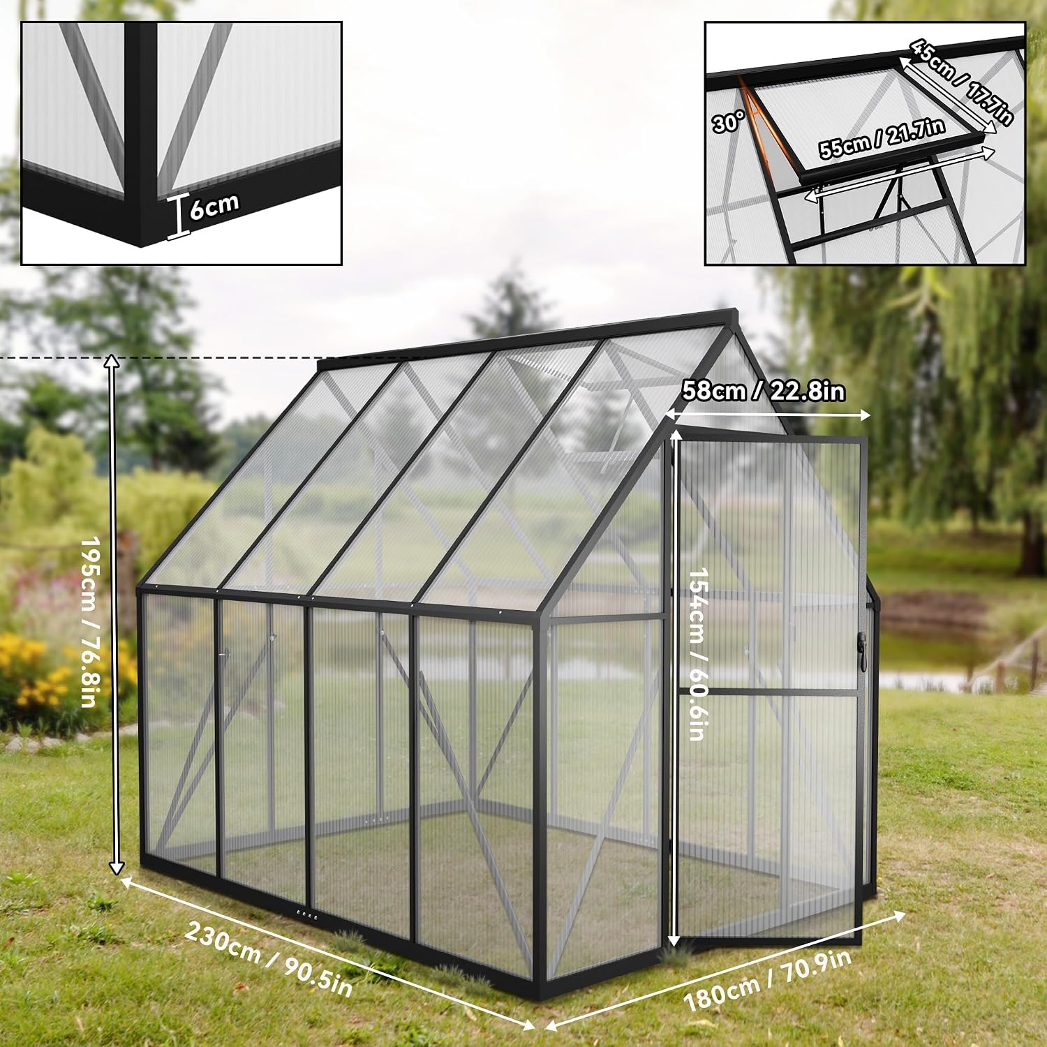 Detalle de LZQ-(HAG9106A+HAG9107B) aluminium broeikas 230 x 180 x 195 cm