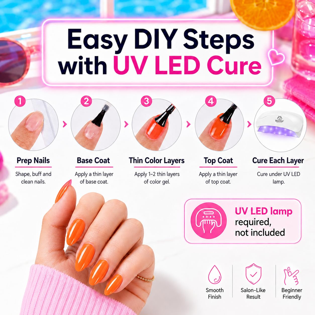 Detalle 2 de beetles Neon Gel Nail Polish Set (20 Colors) with Base & Top Coats