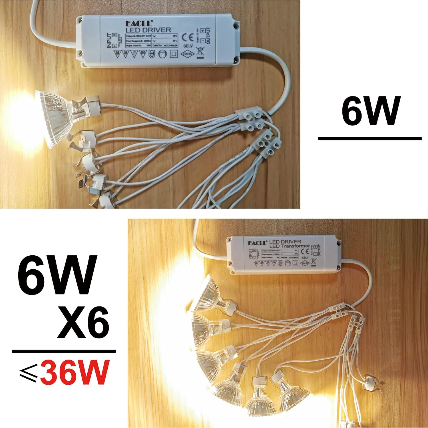 Detalle de EACLL GU5.3 LED 6W 4000K MR16 – 10er-Pack, flimmerfrei, 12V AC/DC