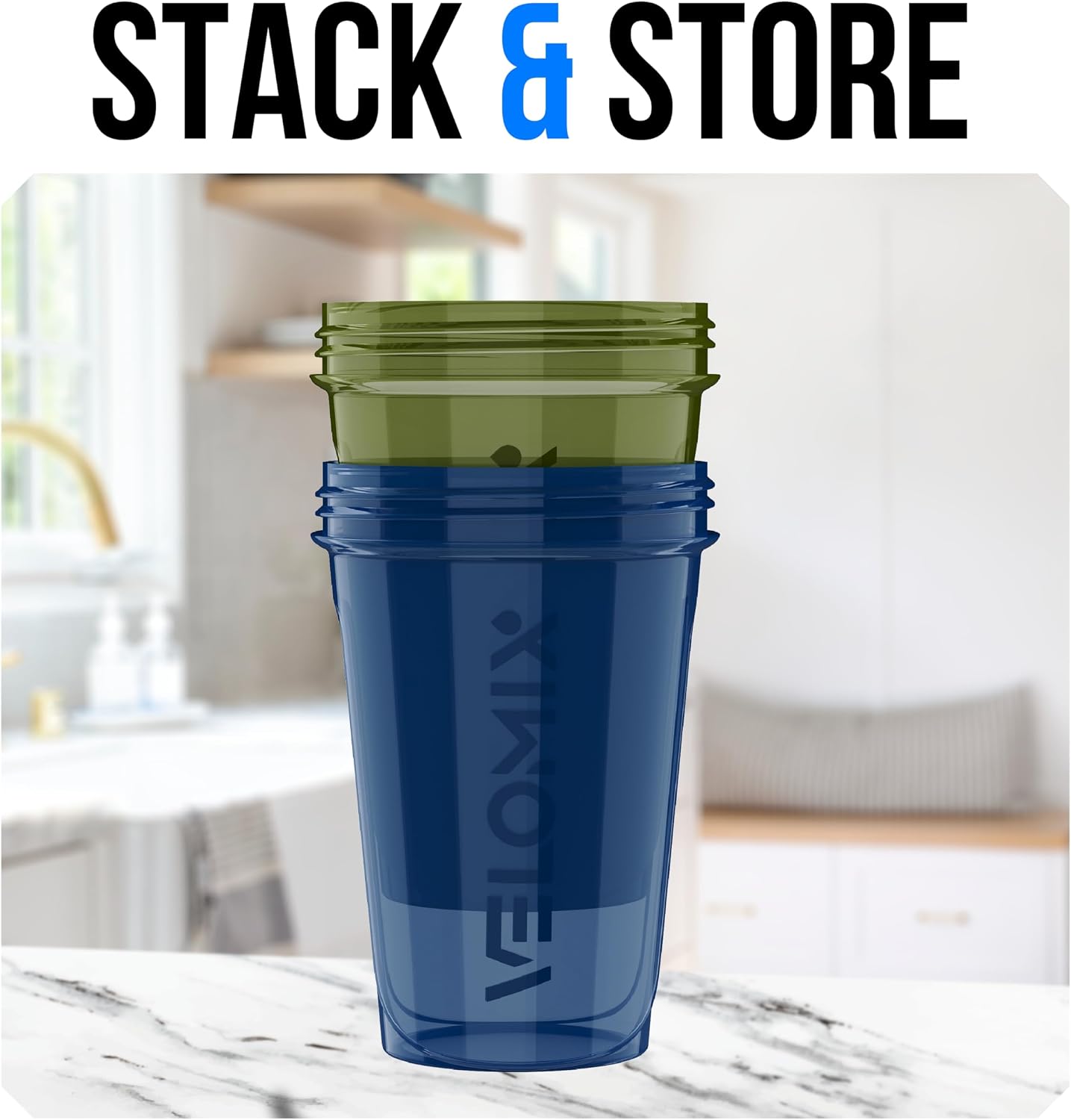 Detalle 2 de VELOMIX 2-Pack Protein Shaker Bottles (up to 600ml) with Wire Mixball