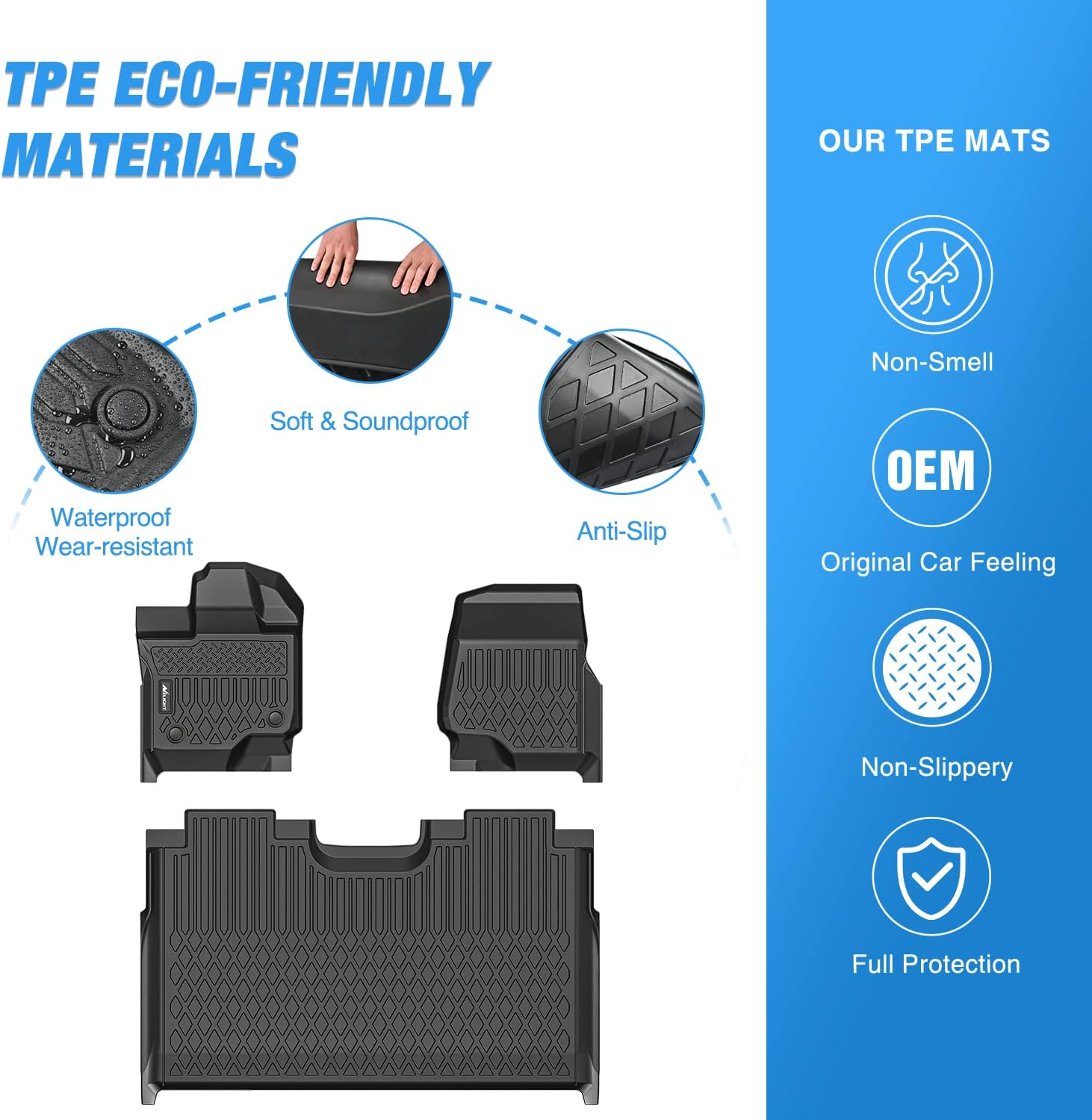 Thumbnail 2 de Nilight TPE Floor Mats for Ford F-150 SuperCrew Cab (2015–2023) All-Weather Custom Fit
