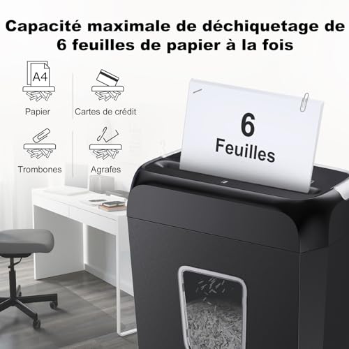 Detalle de Bonsaii Destructeur de Documents 6 Feuilles – Coupe Croisée P-4 pour Cartes