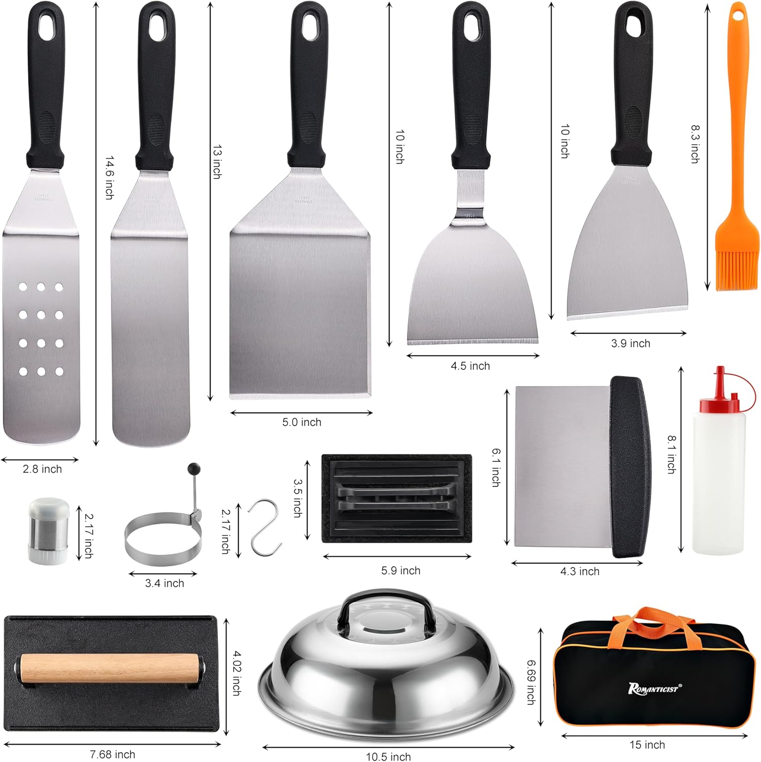 Detalle de ROMANTICIST 29-Piece Griddle Accessories Set for Flat Top & Teppanyaki Cooking