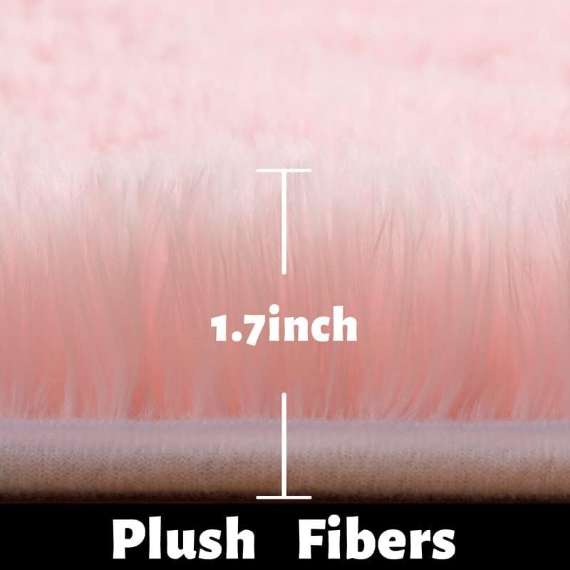 Detalle 2 de Amdrebio 4x6 Pink Rug, Plush High-Pile Polyester Area Rug