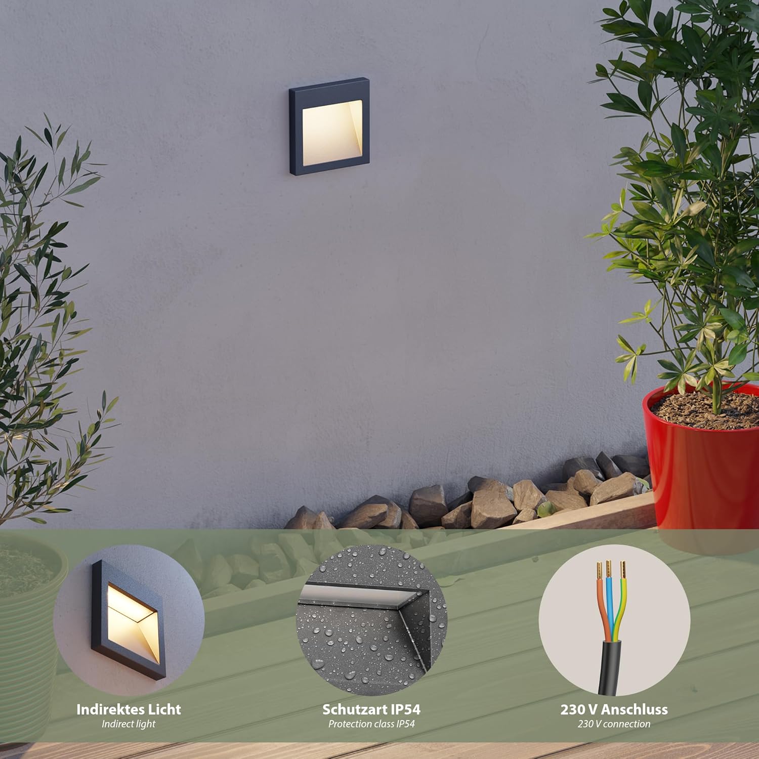 Detalle 2 de ledscom.de NOLA aplique empotrable 90 x 90 mm