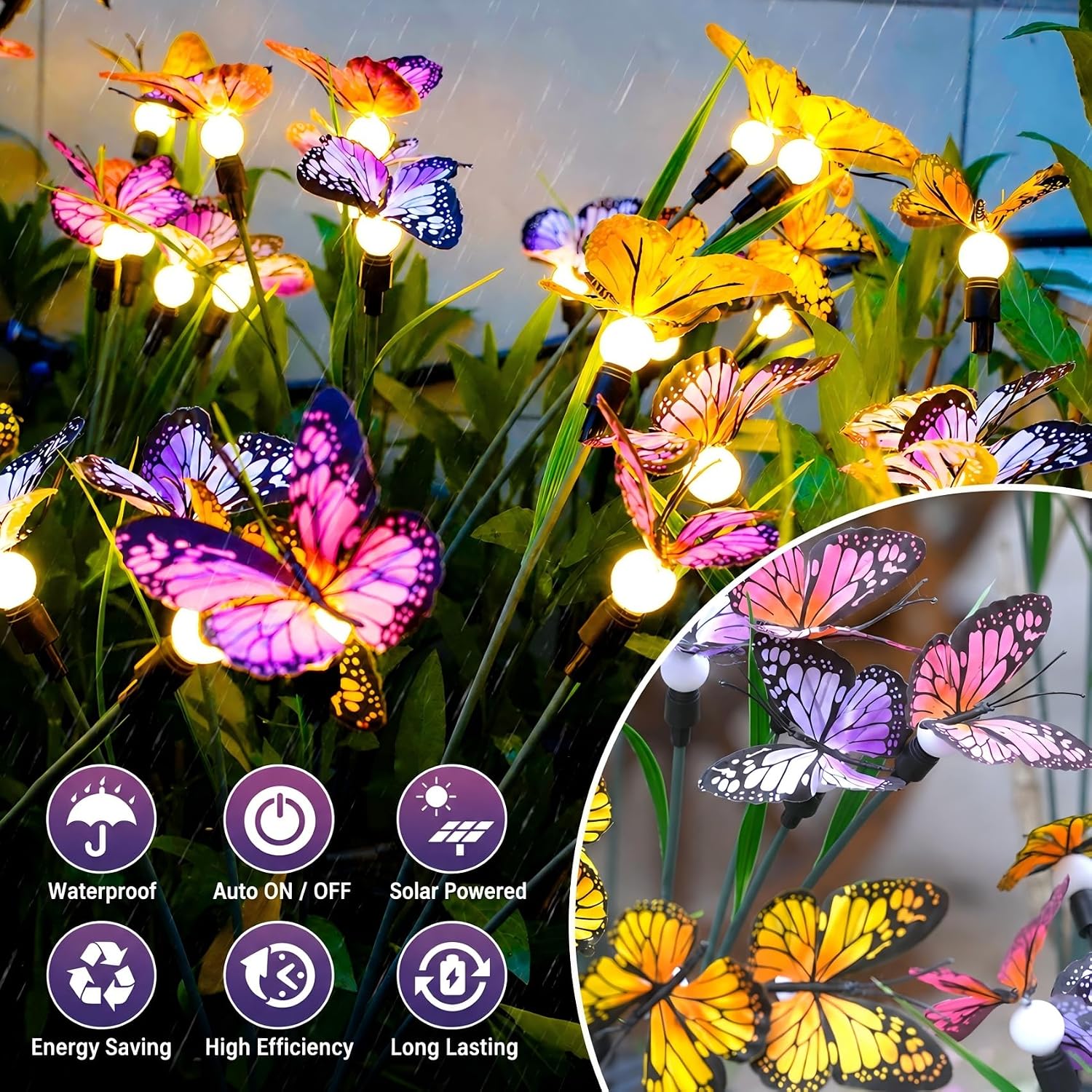 Thumbnail 2 de DooYard solar garden lights with swaying butterfly effect (2 pack)
