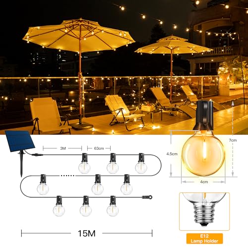 Thumbnail 6 de Hopexy 15M Solar Festoon Lights Outdoor with 20+1 G40 Bulbs
