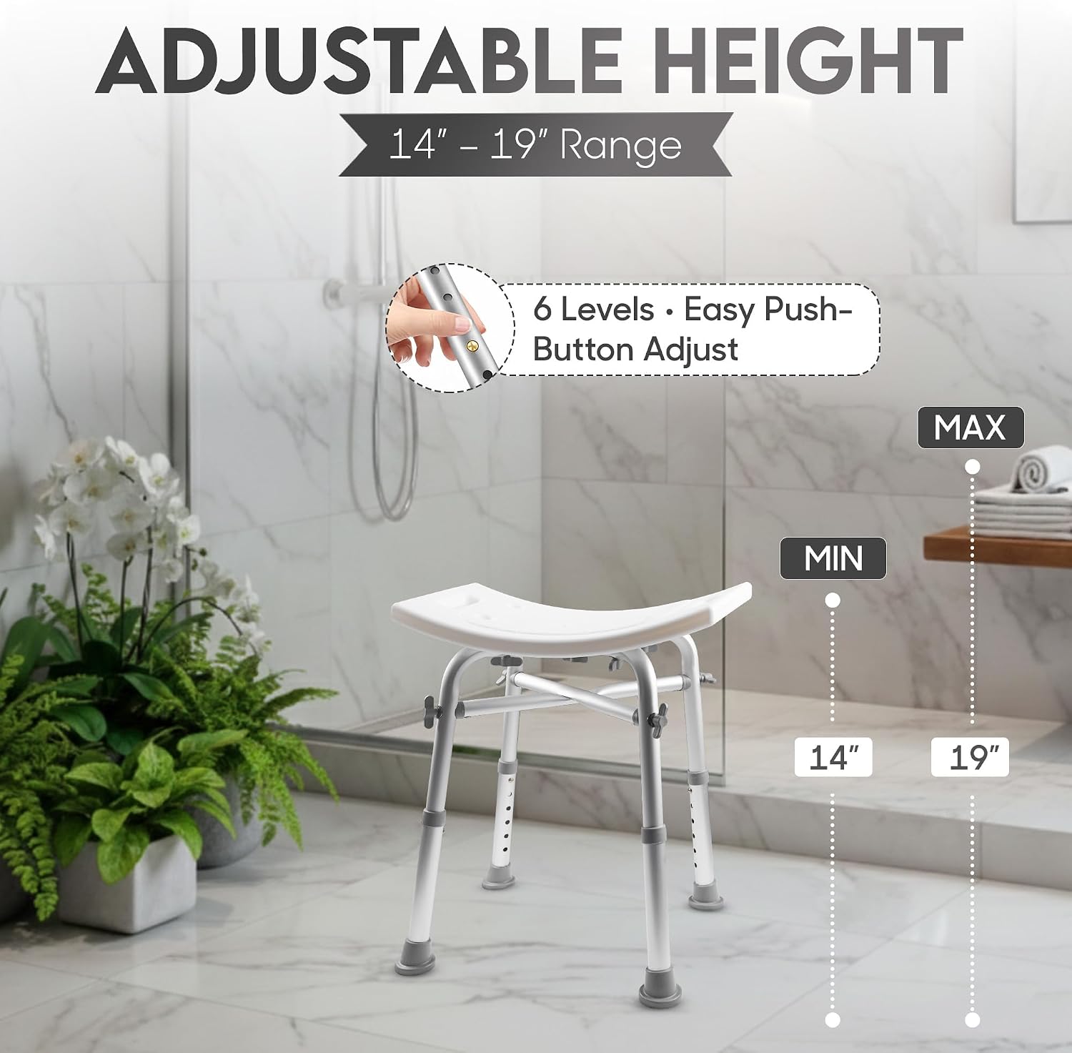 Detalle 2 de Dr. Kay's JSWCHEN-SF09 Shower Chair with Aluminum Frame and Crossbars