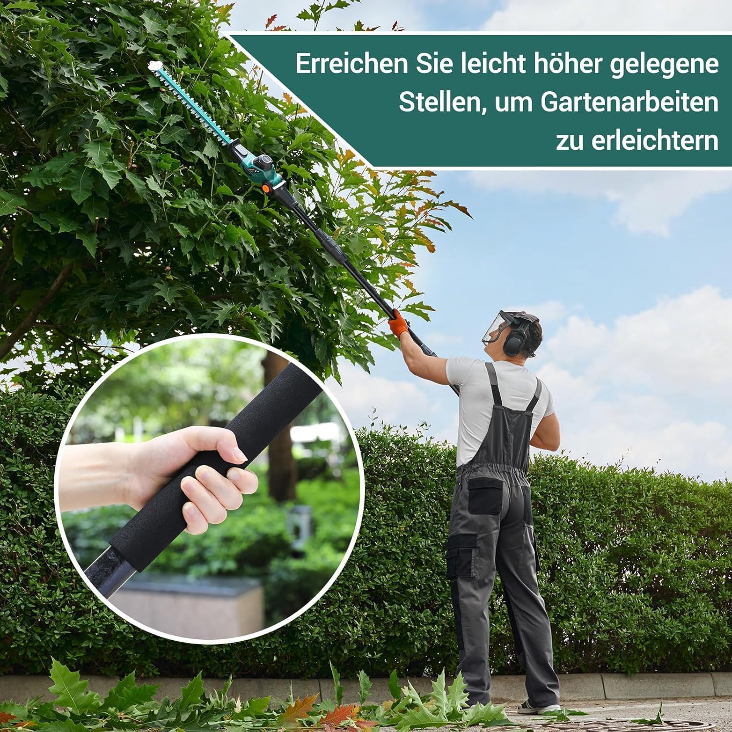 Thumbnail 3 de TLGREEN Tagliasiepi telescopico a batteria 20V 4Ah con lama 45 cm e testa pivotante a 7 posizioni