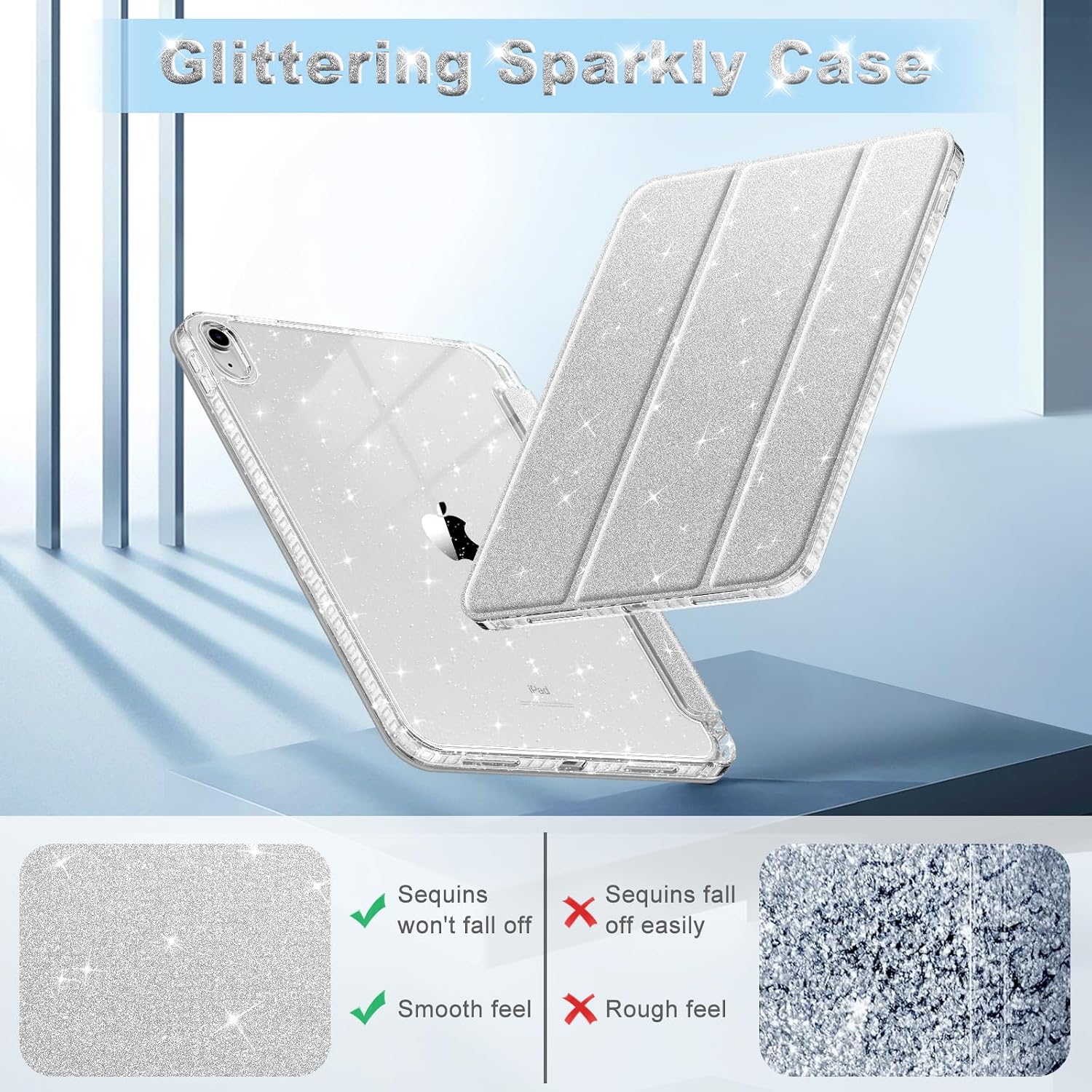 Thumbnail 3 de FINTIE Glitter Case for iPad (A16/A10 Gen) 11-Inch 2025 & 10th Gen 2022 – Built-in Pencil Holder, Sparkly Back