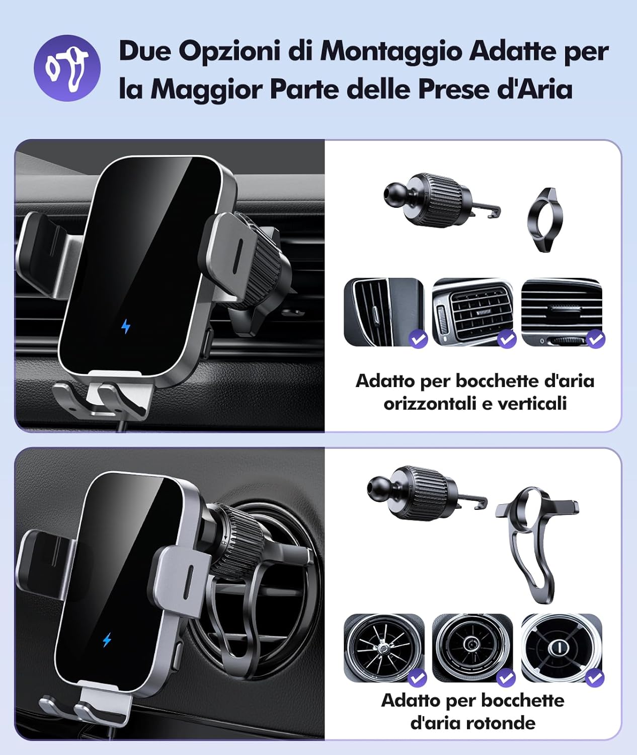 Thumbnail 4 de ISEYOU Caricatore Wireless Auto 15W con supporto 360° e bloccaggio automatico