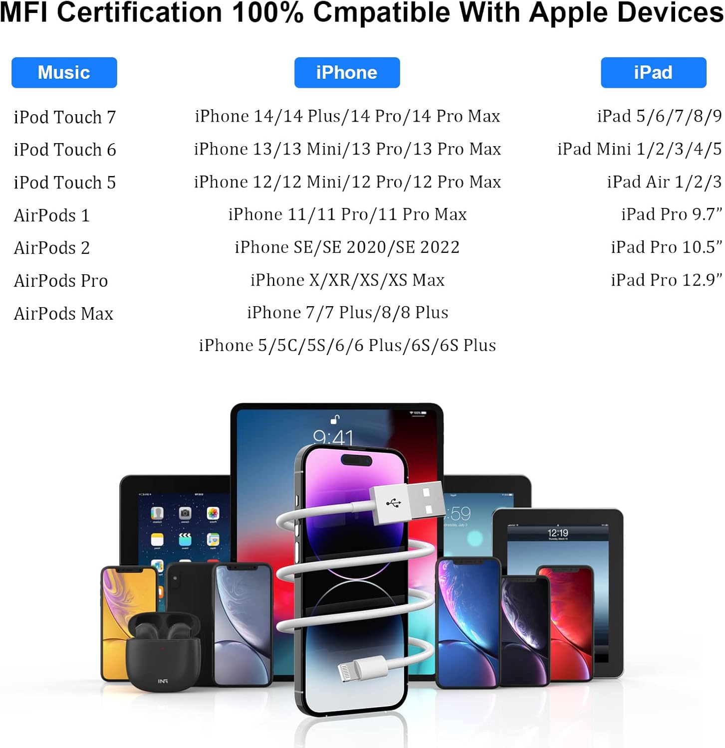 Thumbnail 4 de Apple iPhone Charger 6FT MFi Lightning Cable 2-pack