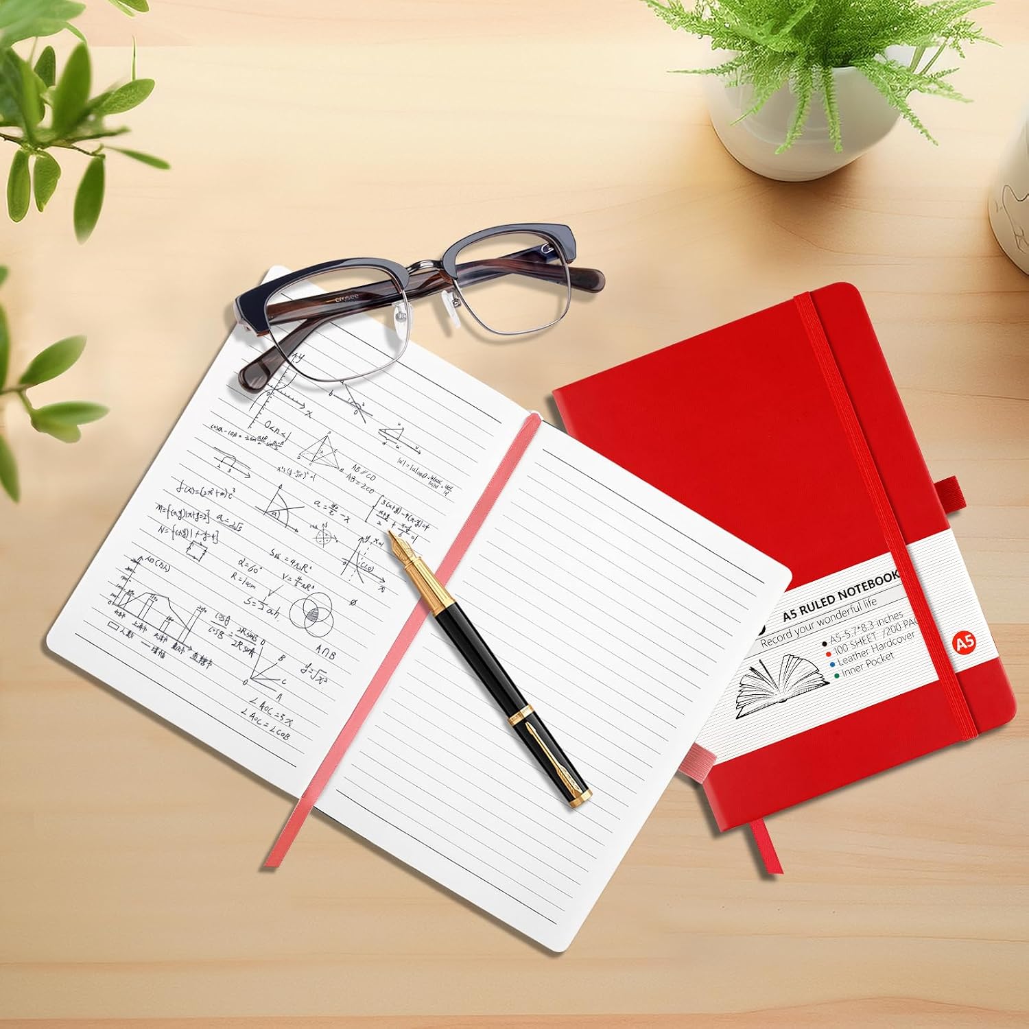 Thumbnail 3 de YIEO A5 lined notebook, 2 pack 396 pages