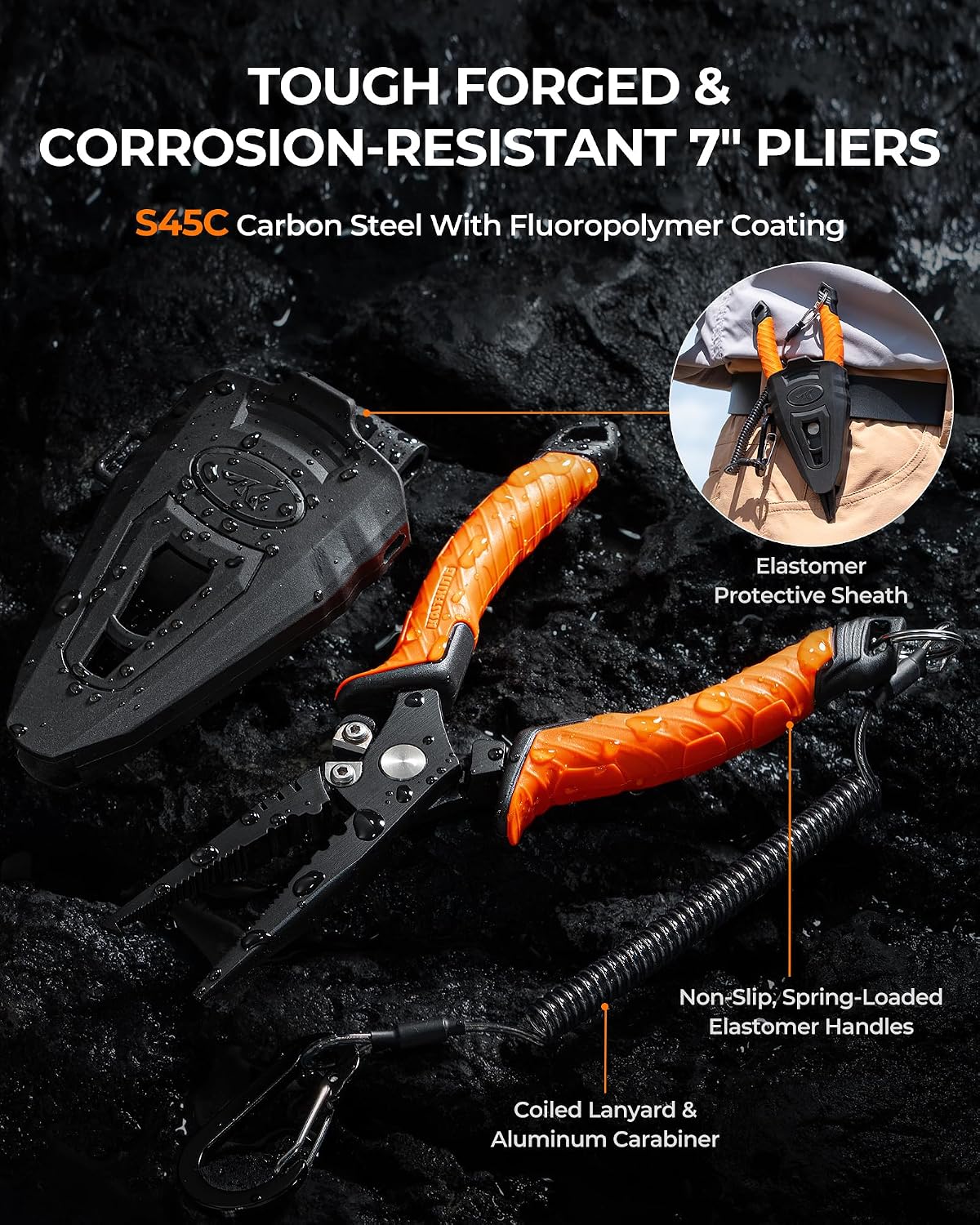 Detalle 2 de KastKing SteelStream Fishing Tool Set with Pliers, Fillet Knife, Scissors & Lip Gripper