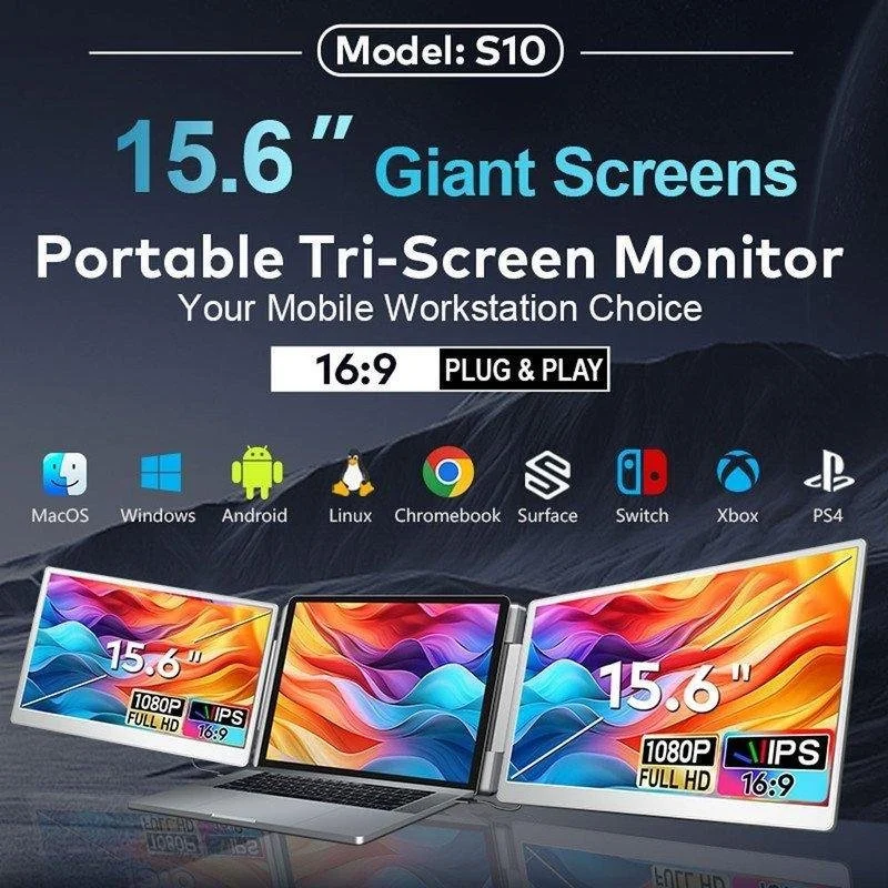 Detalle 2 de Monitor FOPO S10 15,6" IPS FullHD 60 Hz con doble pantalla plegable